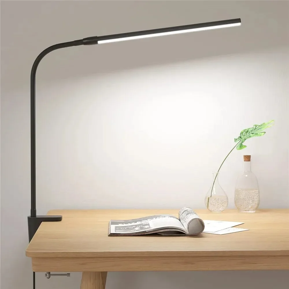 Lampa biurkowa LED z podwójną głowicą USB i 3 trybami kolorów Czarny