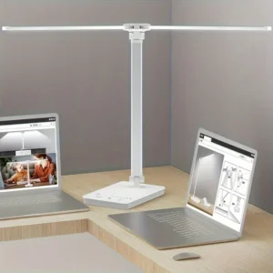 Lampa biurkowa LED podwójna głowica wahadłowe ramię 5 trybów kolorów Biały