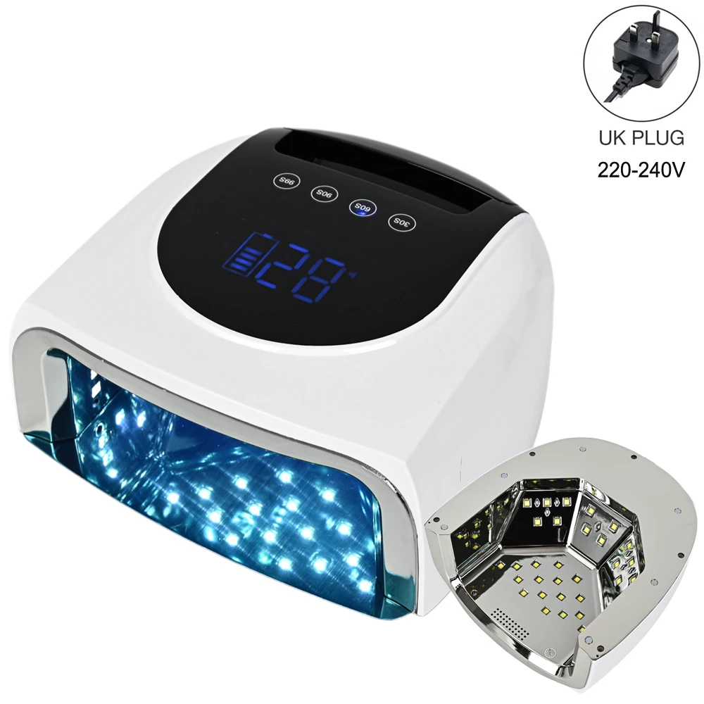 Lampa UV LED do paznokci 96W z lustrzaną podstawą Biały