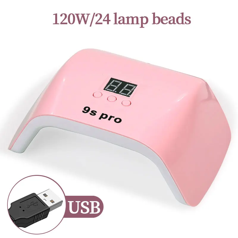 Lampa UV LED do paznokci z czujnikiem i wyświetlaczem LCD Różowy
