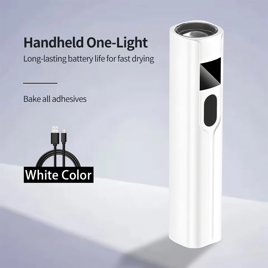 Lampa UV LED do paznokci mini przenośna z wyświetlaczem Biały