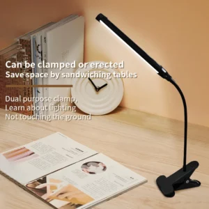 Lampka do czytania z klipsem USB LED — ściemnialna do nauki