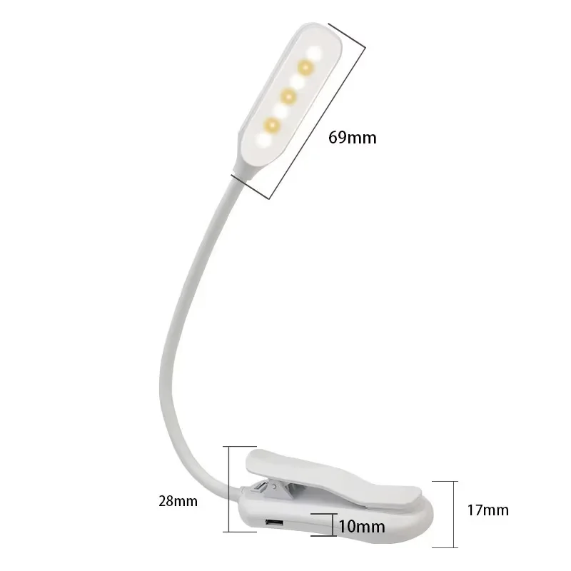 Lampka do czytania LED z klipsem, 7 diod, 3 tryby barwy Rgb