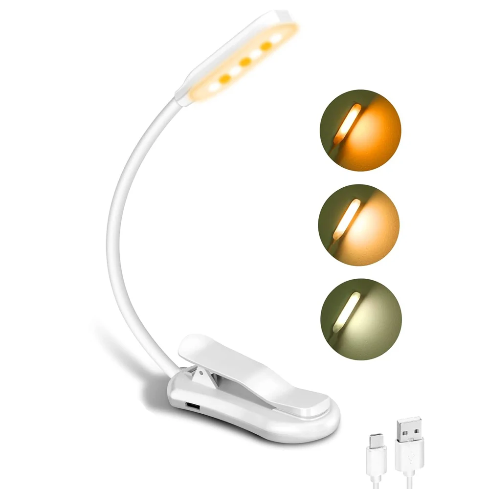 Lampka LED do czytania w łóżku z regulacją barwy i jasności Biały