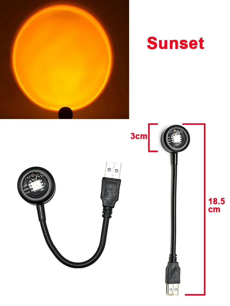 Lampka LED projektor zachodu słońca i tęczy USB Mini sunset