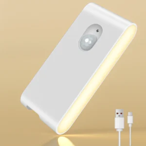 Lampka nocna LED z czujnikiem ruchu, ładowana USB Biały