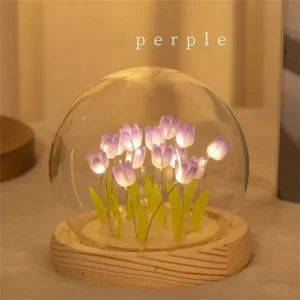 Lampka nocna tulipan LED z przezroczystą osłoną nastrojowe światło Beżowy