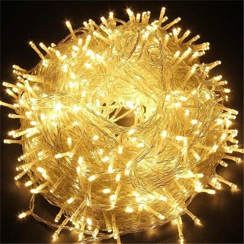 Lampki choinkowe LED 10 m, 100 diod, wtyczka EU 220 V Biały