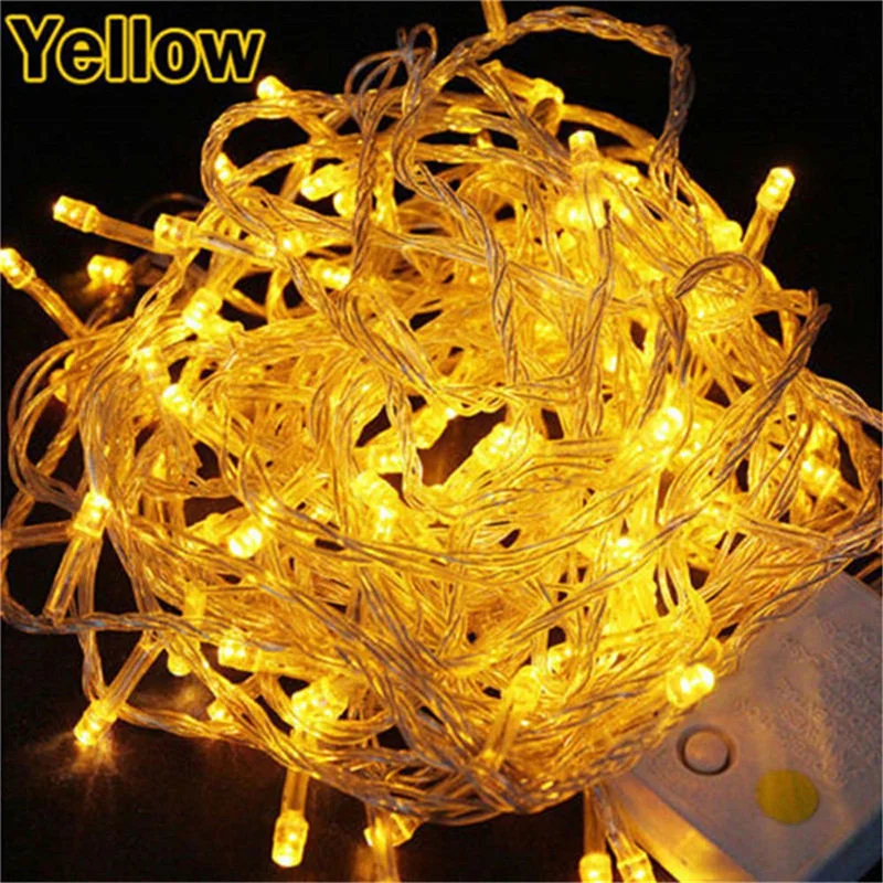 Lampki choinkowe LED 10 m, 100 diod, wtyczka EU 220 V Żółty
