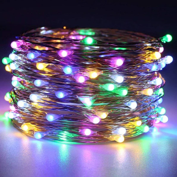 Lampki LED na druciku miedzianym - girlanda świetlna USB lub na baterie Wielokolorowy