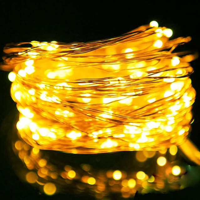 Lampki LED na druciku miedzianym - girlanda świetlna USB lub na baterie Biały