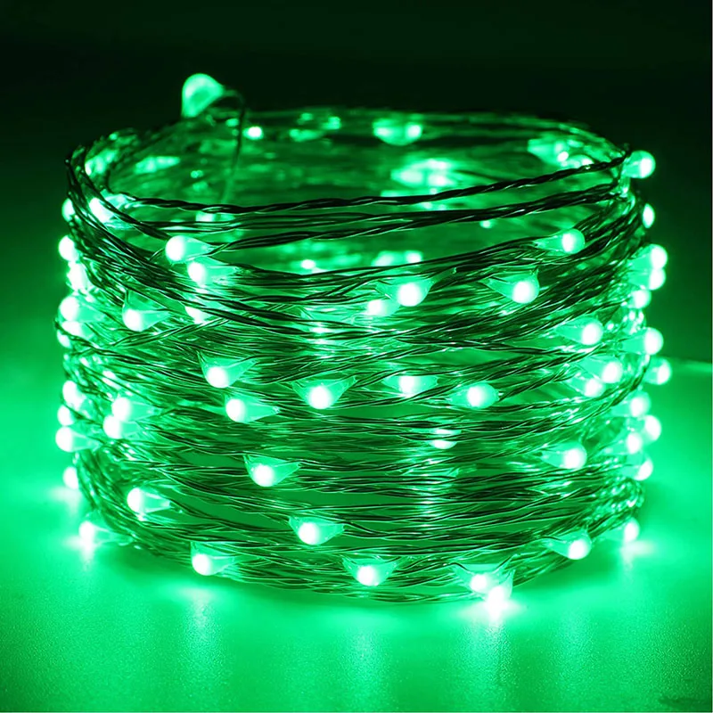 Lampki LED na druciku miedzianym - girlanda świetlna USB lub na baterie Zielony