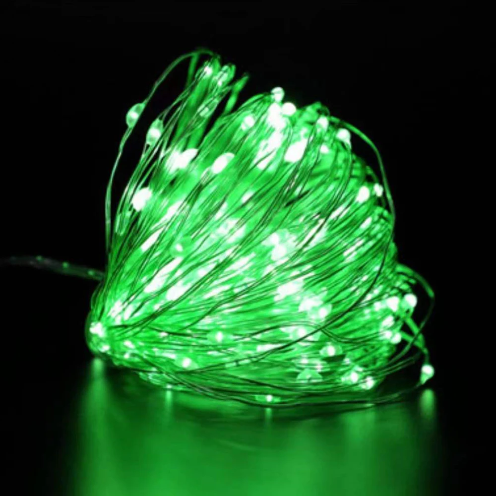Lampki LED na druciku miedzianym na baterie, wodoodporne Zielony