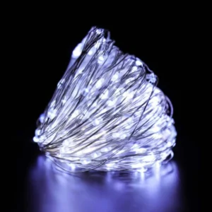 Lampki LED na druciku miedzianym na baterie, wodoodporne Biały