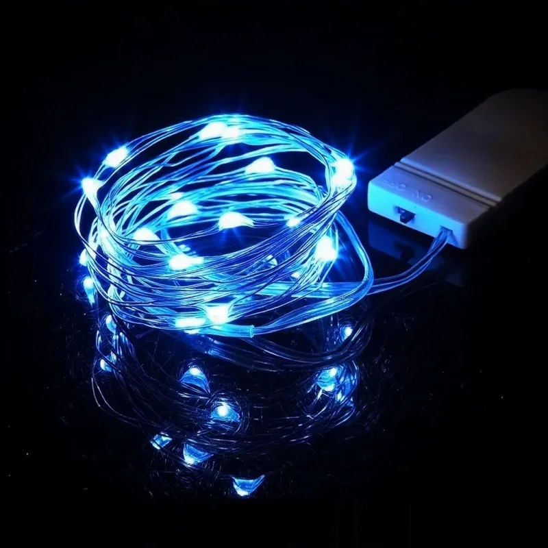 Lampki LED na druciku świetliki na baterie wodoodporne Niebieski