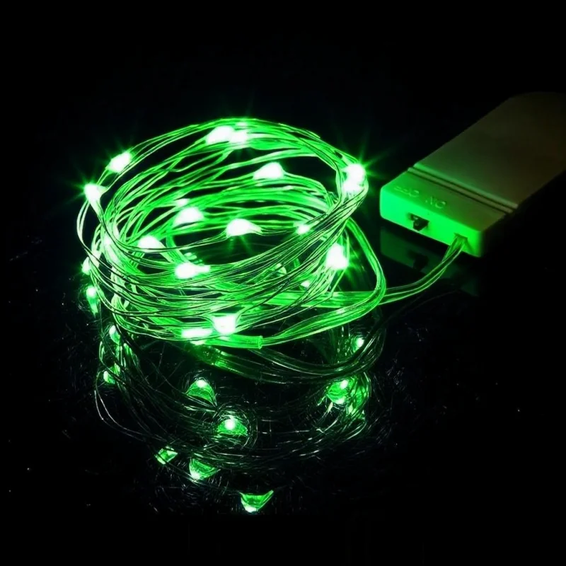Lampki LED na druciku świetliki na baterie wodoodporne Zielony