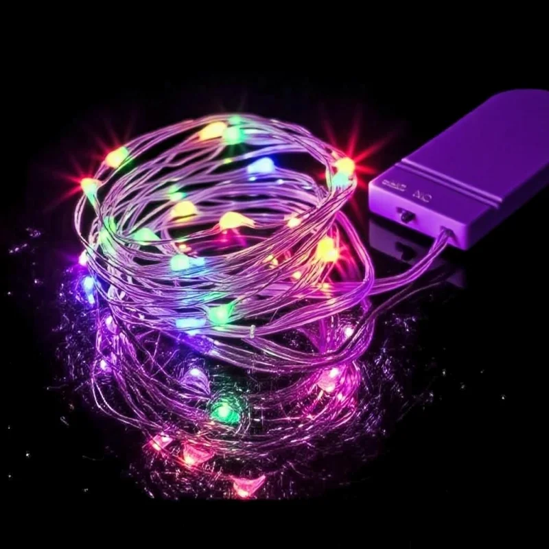 Lampki LED na druciku świetliki na baterie wodoodporne Wielokolorowy