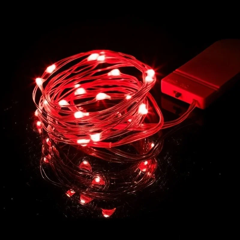 Lampki LED na druciku świetliki na baterie wodoodporne Czerwony