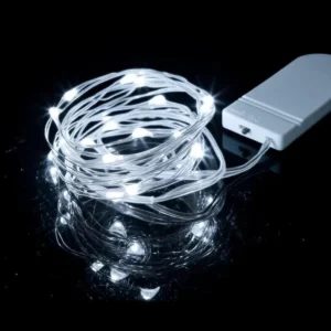 Lampki LED na druciku świetliki na baterie wodoodporne Biały