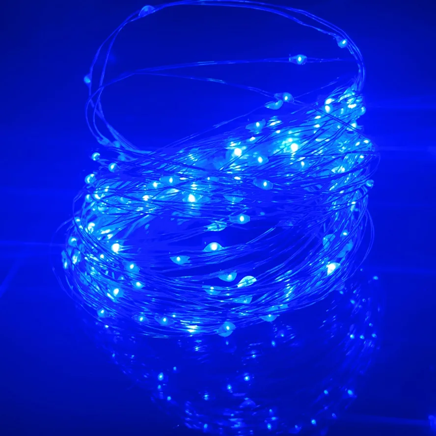 Lampki LED na druciku zasilane USB do dekoracji Niebieski