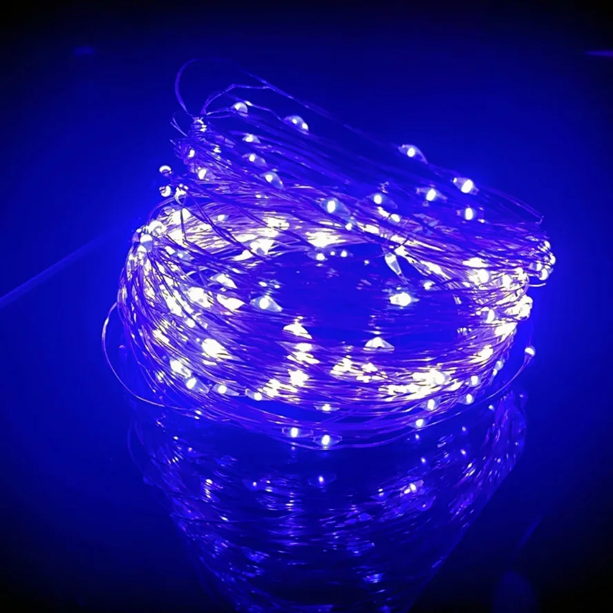 Lampki LED na druciku zasilane USB do dekoracji Fioletowy