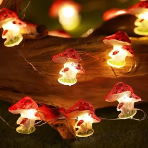 Lampki LED grzybki na druciku, na baterie, dekoracyjne Ciepły biały