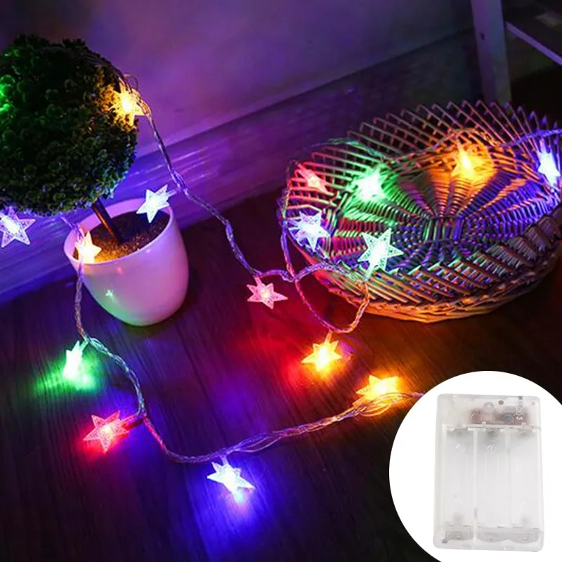 Lampki LED w kształcie gwiazdek, zewnętrzne, na taras i wesele Wielokolorowy