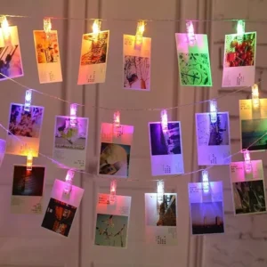 Lampki LED z klipsami na zdjęcia girlanda na baterie Wielokolorowy