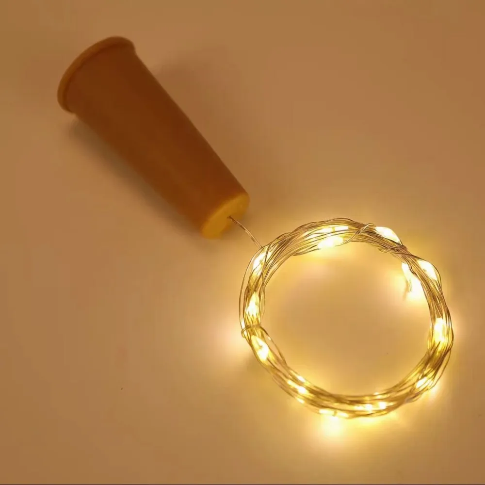 Lampki LED korek do butelki na baterie Biały