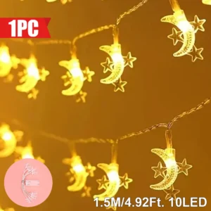 Lampki LED w kształcie księżyca na baterie do ogrodu 1.5m4.92ft. 10 led