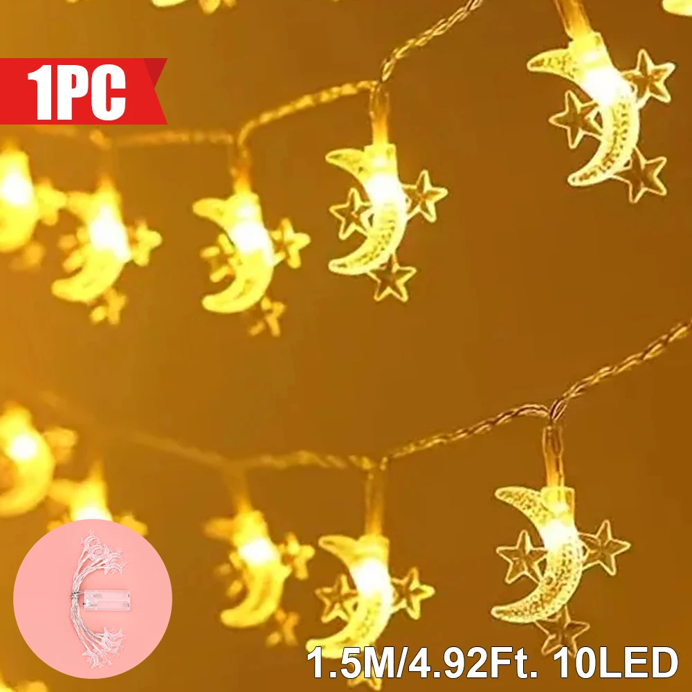 Lampki LED w kształcie księżyca na baterie do ogrodu 1.5m4.92ft. 10 led