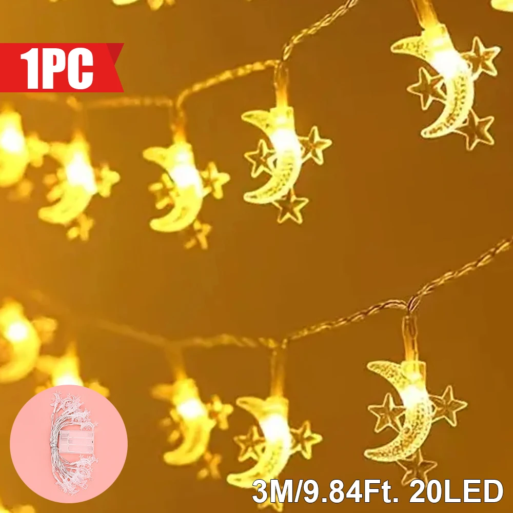 Lampki LED w kształcie księżyca na baterie do ogrodu 3m9.84ft. 20 led