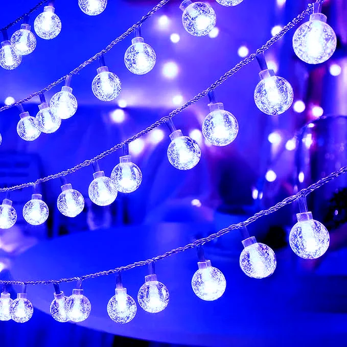 Lampki LED w kształcie kulek - girlanda na baterie lub USB Niebieski