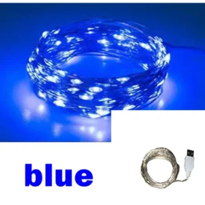 Lampki LED USB na druciku - wodoodporna girlanda świetlna 3-20 m Niebieski