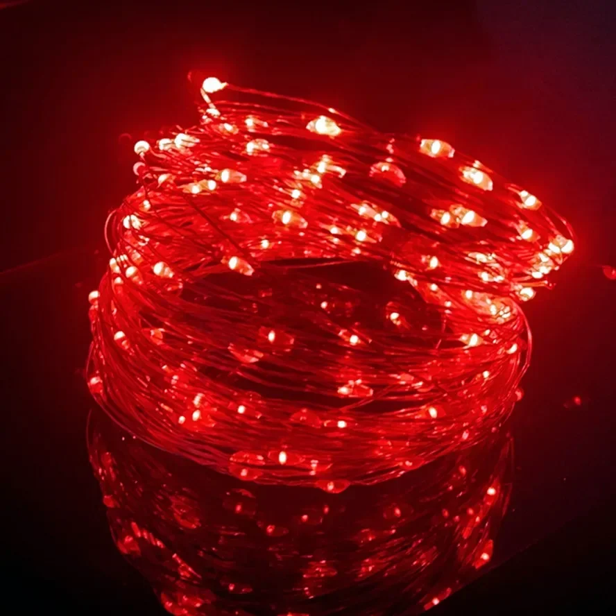Lampki LED USB z pilotem - girlanda 8 funkcji, dekoracja świąteczna Czerwony