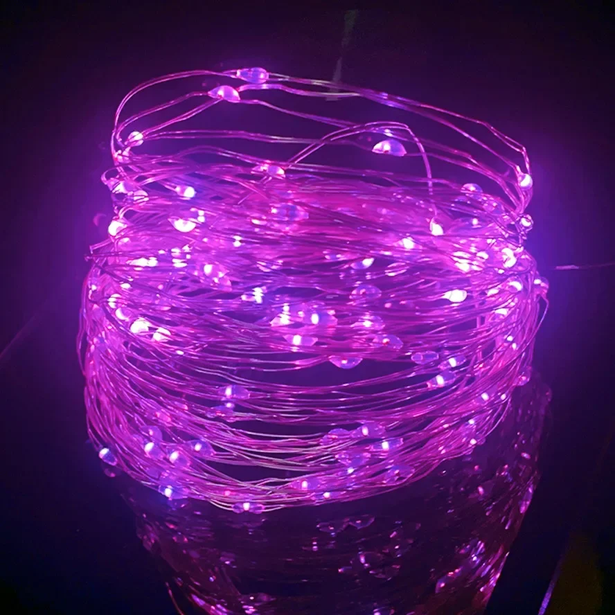 Lampki LED USB z pilotem - girlanda 8 funkcji, dekoracja świąteczna Różowy