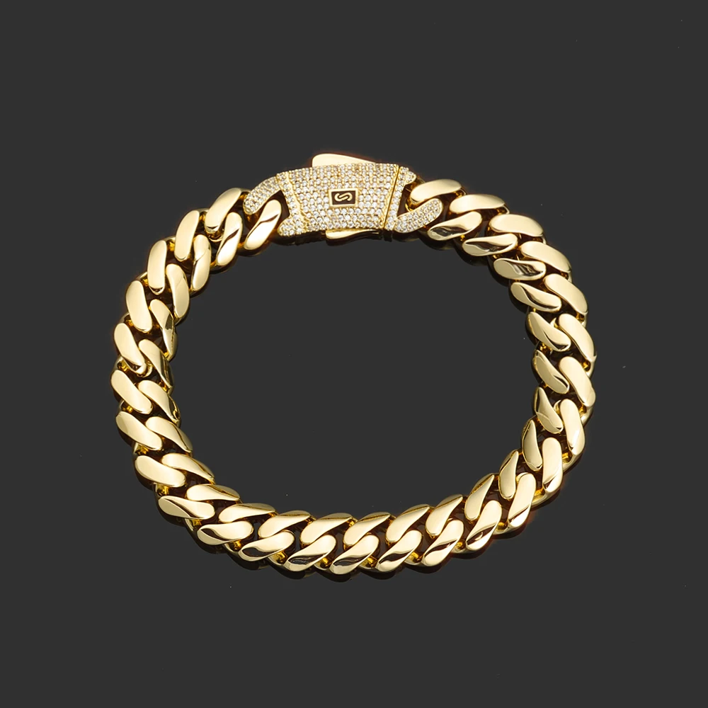 Łańcuch kubański Cuban naszyjnik i bransoletka w kolorze złota 10mm width