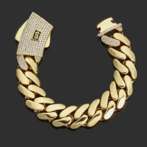 Łańcuch kubański Cuban naszyjnik i bransoletka w kolorze złota 20mm width