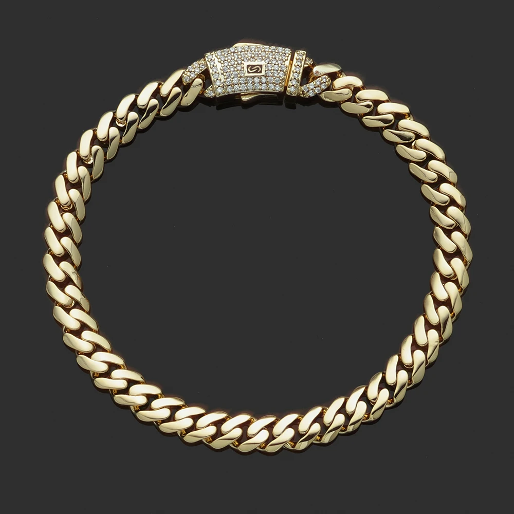 Łańcuch kubański Cuban naszyjnik i bransoletka w kolorze złota 6mm width