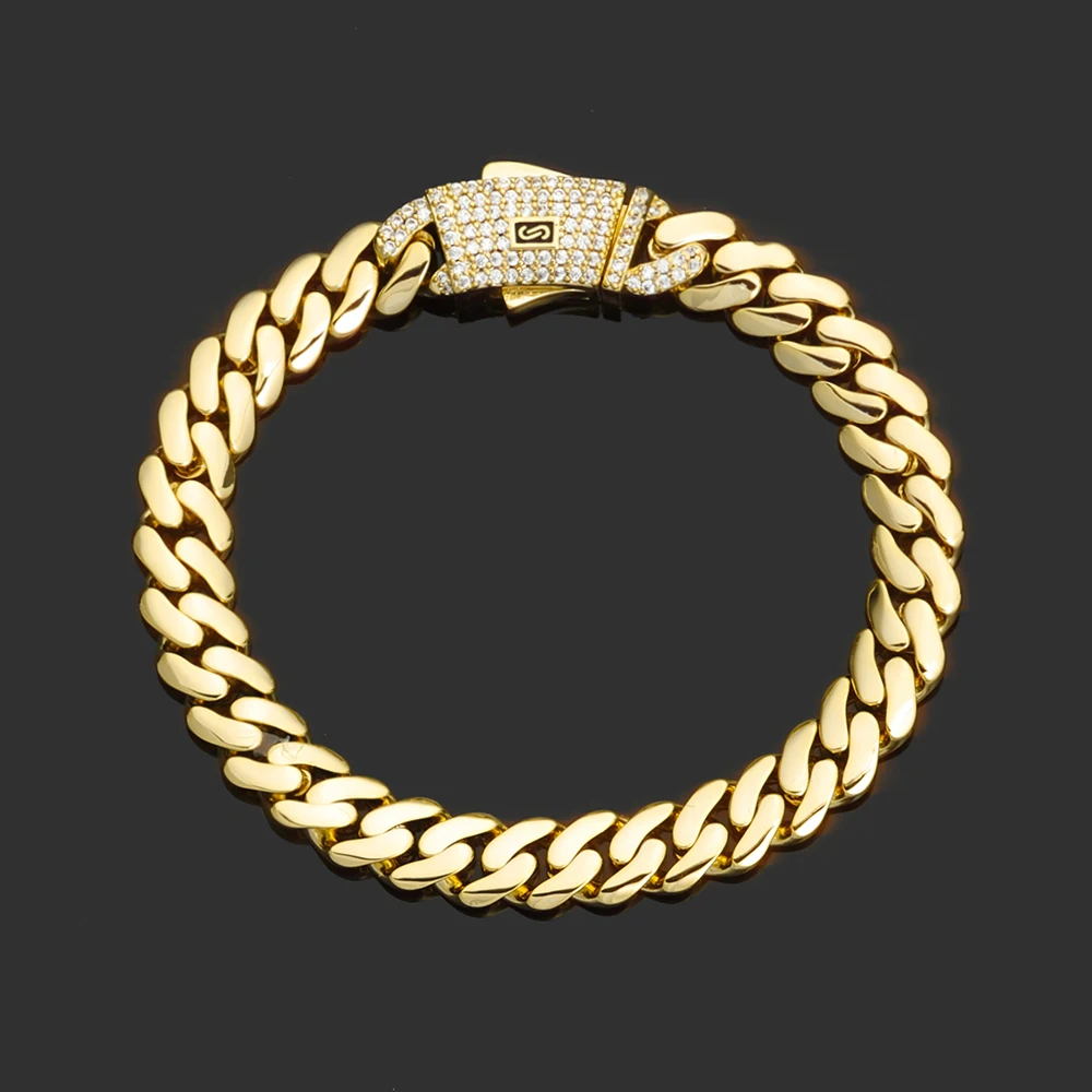 Łańcuch kubański Cuban naszyjnik i bransoletka w kolorze złota 8mm width