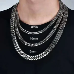 Łańcuch kubański ze stali nierdzewnej dla mężczyzn 8-14 mm 10mm wide