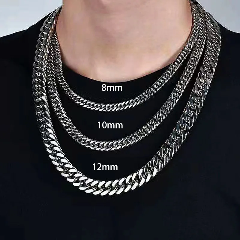 Łańcuch kubański ze stali nierdzewnej dla mężczyzn 8-14 mm 10mm wide