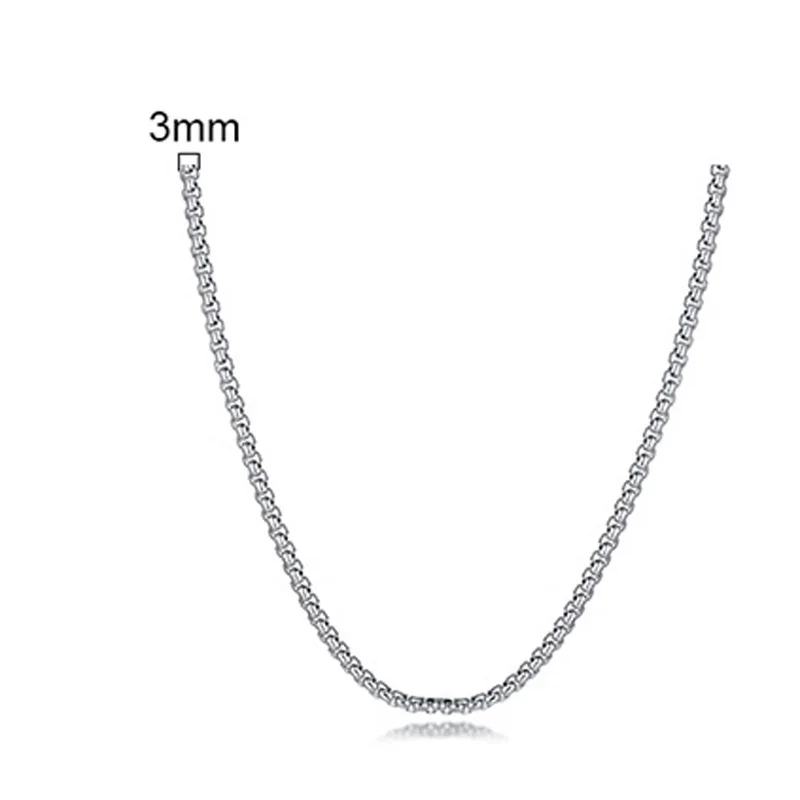 Łańcuszek box ze stali nierdzewnej - naszyjnik unisex Srebro 3mm