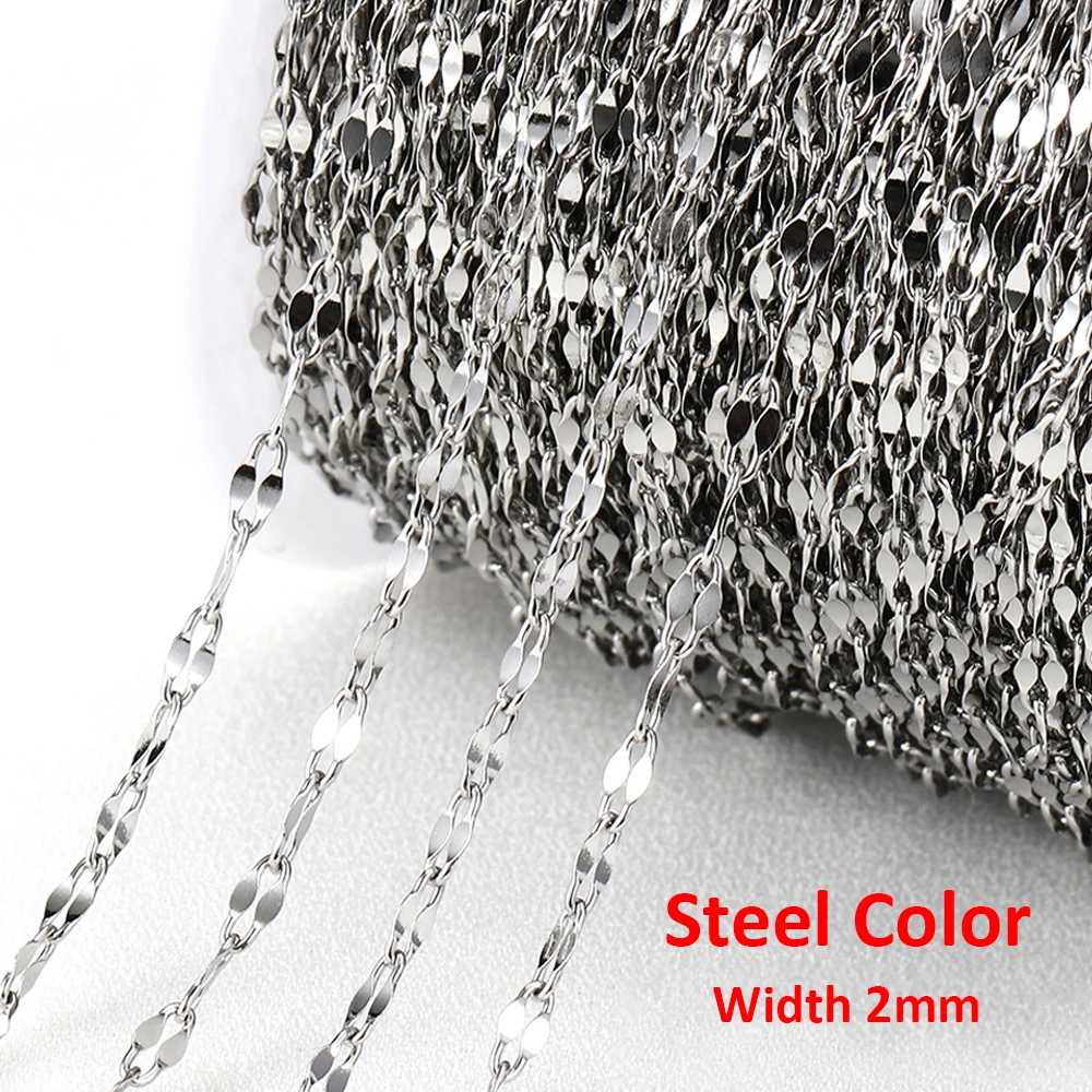 Łańcuszek ze stali nierdzewnej do biżuterii DIY 2 m C steel 2mm