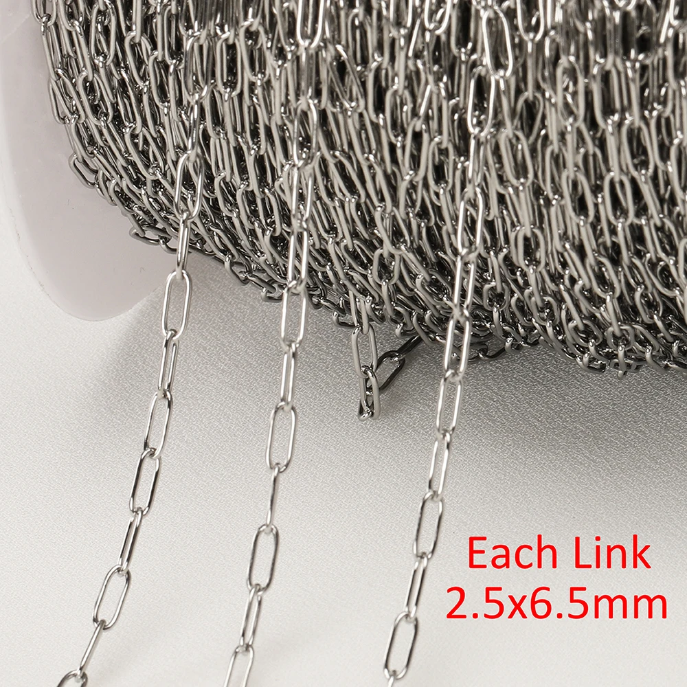 Łańcuszek ze stali nierdzewnej do biżuterii DIY 2 m H steel 2.5x6.5mm
