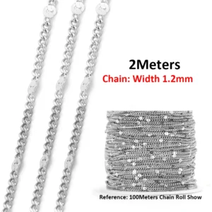 Łańcuszek ze stali nierdzewnej do biżuterii DIY 2 m I steel 1.2mm