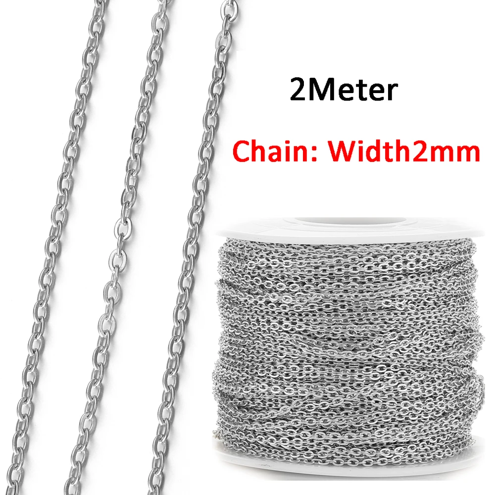 Łańcuszek ze stali nierdzewnej do biżuterii DIY 2 m I steel 2mm
