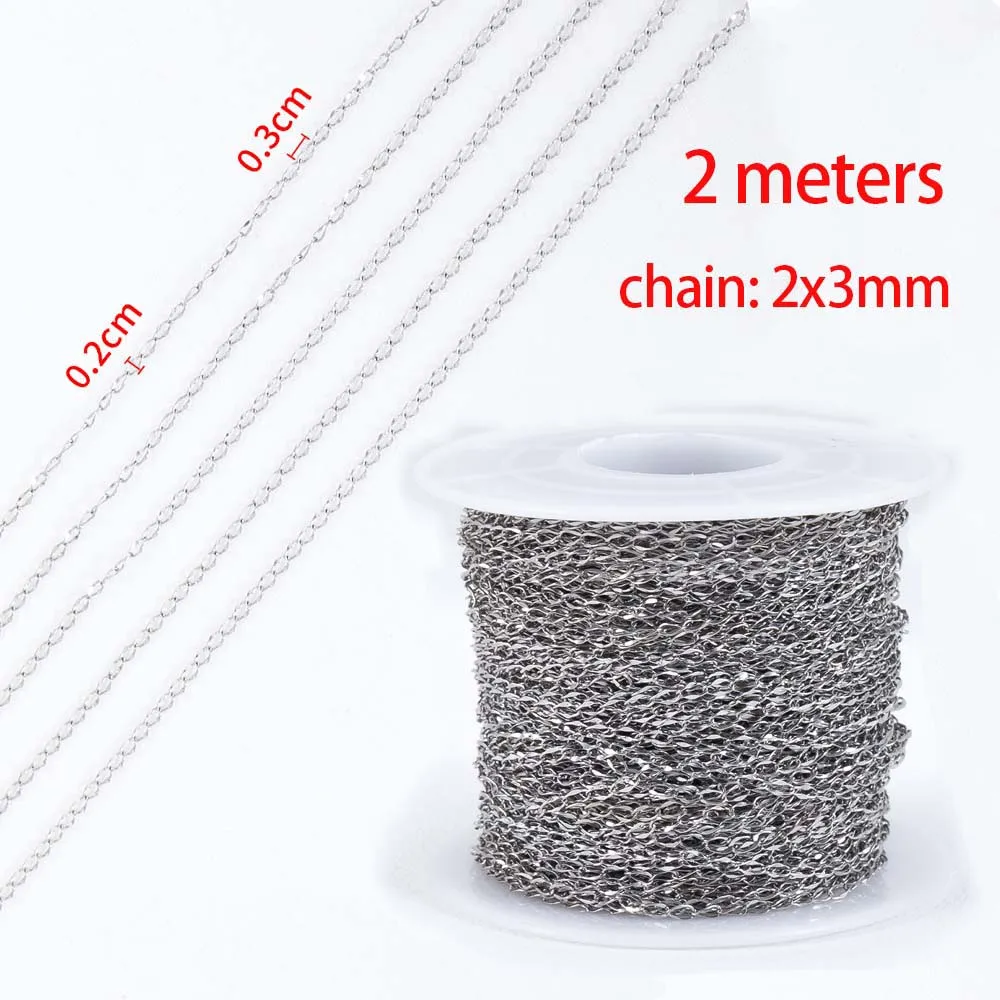 Łańcuszek ze stali nierdzewnej do biżuterii DIY 2 m N steel 2x3mm