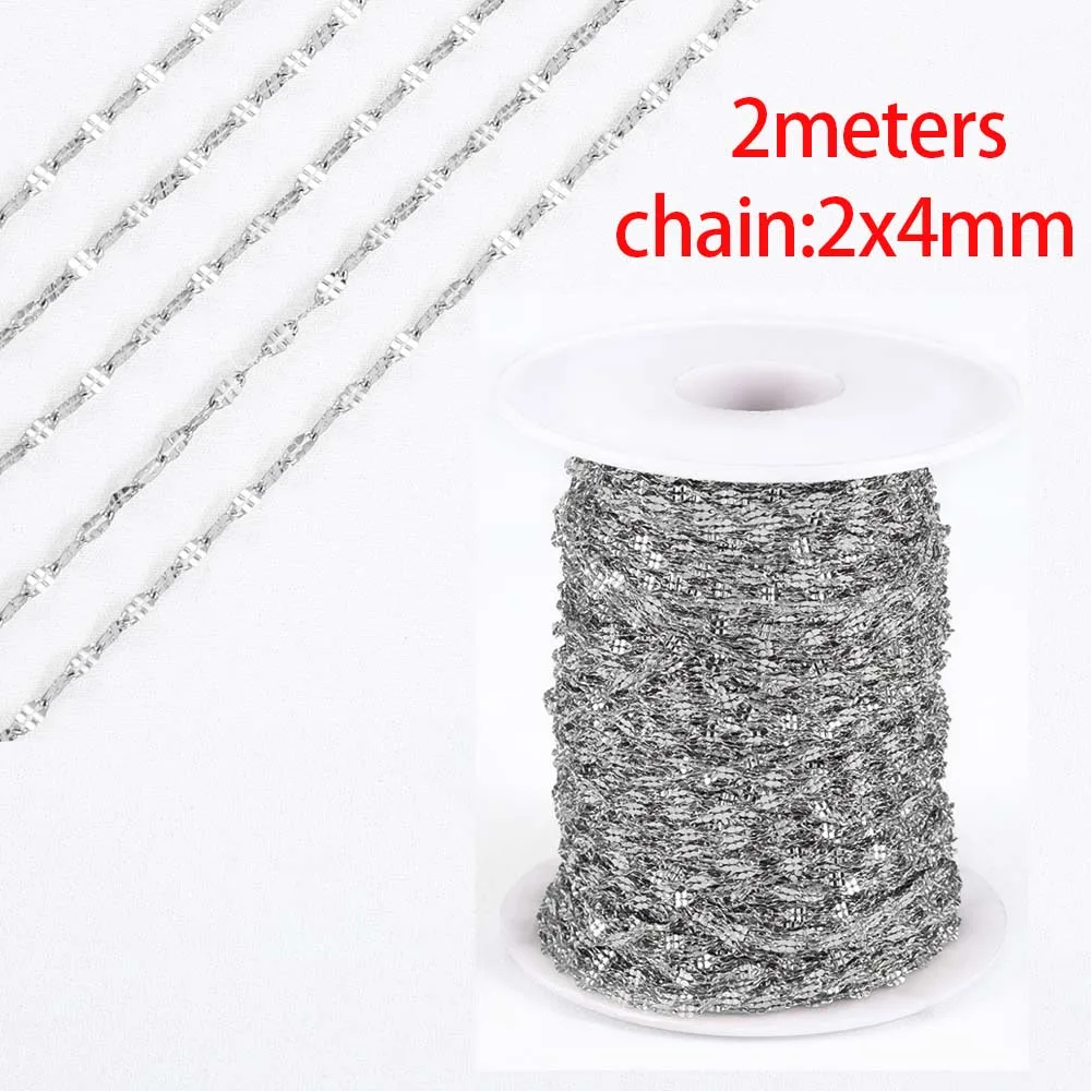 Łańcuszek ze stali nierdzewnej do biżuterii DIY 2 m P steel 2x4mm