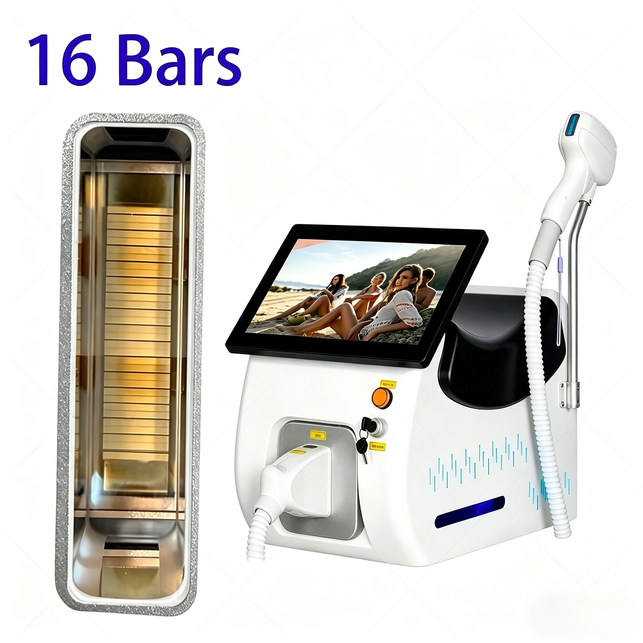 Profesjonalny laser diodowy do depilacji 4 długości fali 5000w 16 bars